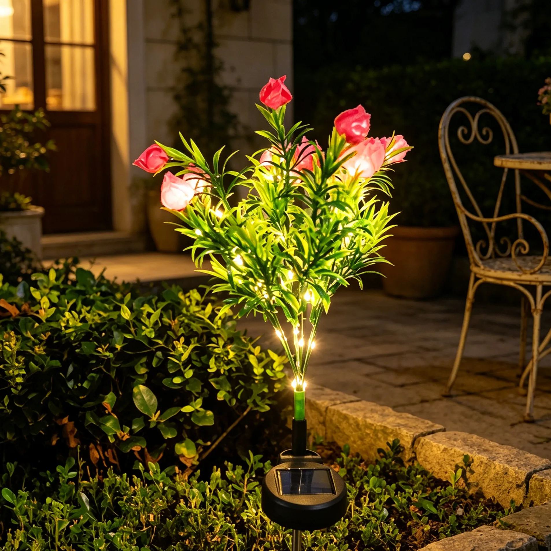 4 Pack Solar Garden Light with Bigger Lily Flowers