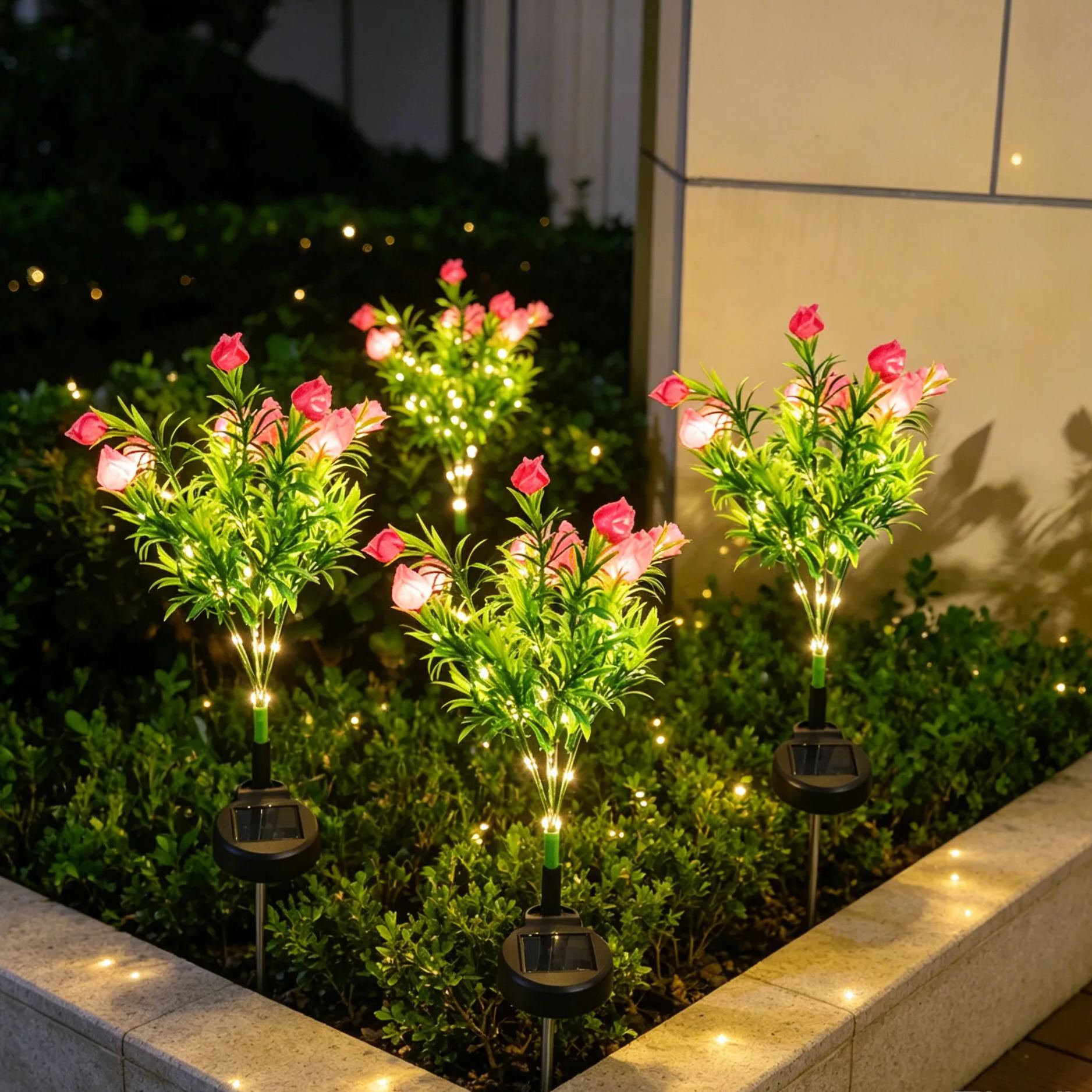 4 Pack Solar Garden Light with Bigger Lily Flowers
