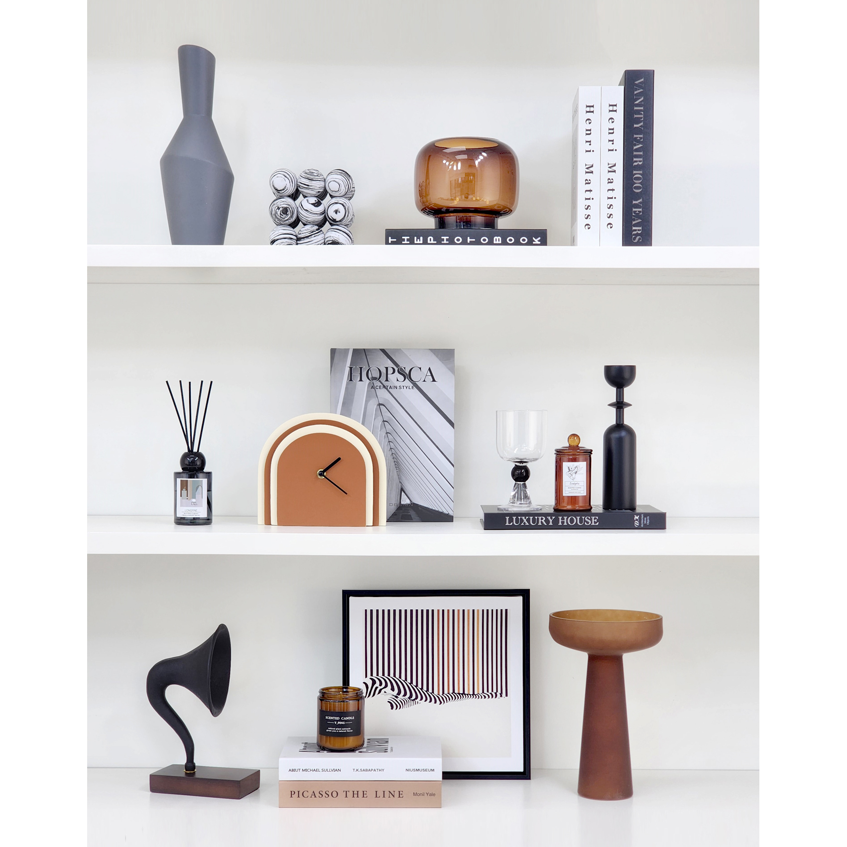 Modern Showroom TV Cabinet Simple Soft Furnishing Ornaments, Bookcase Ceramic Glass Desktop Home Accessories