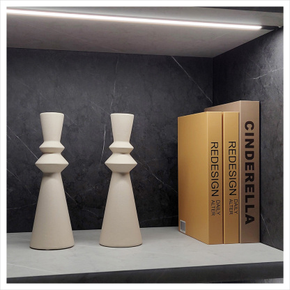 Bookshelf Soft Decorations & Creative Home Crafts: Artificial Flowers and Shallow Plate Combination