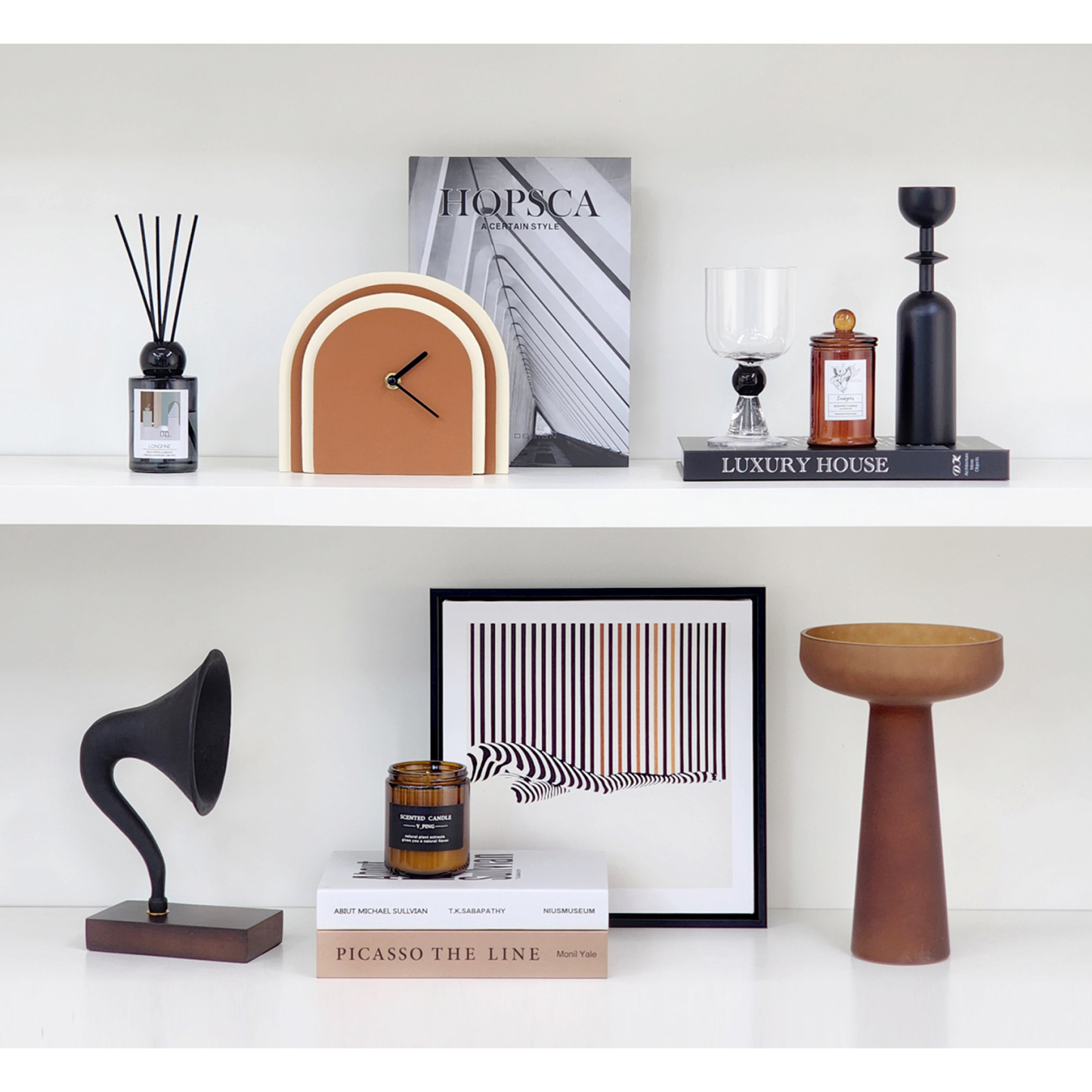 Modern Showroom TV Cabinet Simple Soft Furnishing Ornaments, Bookcase Ceramic Glass Desktop Home Accessories