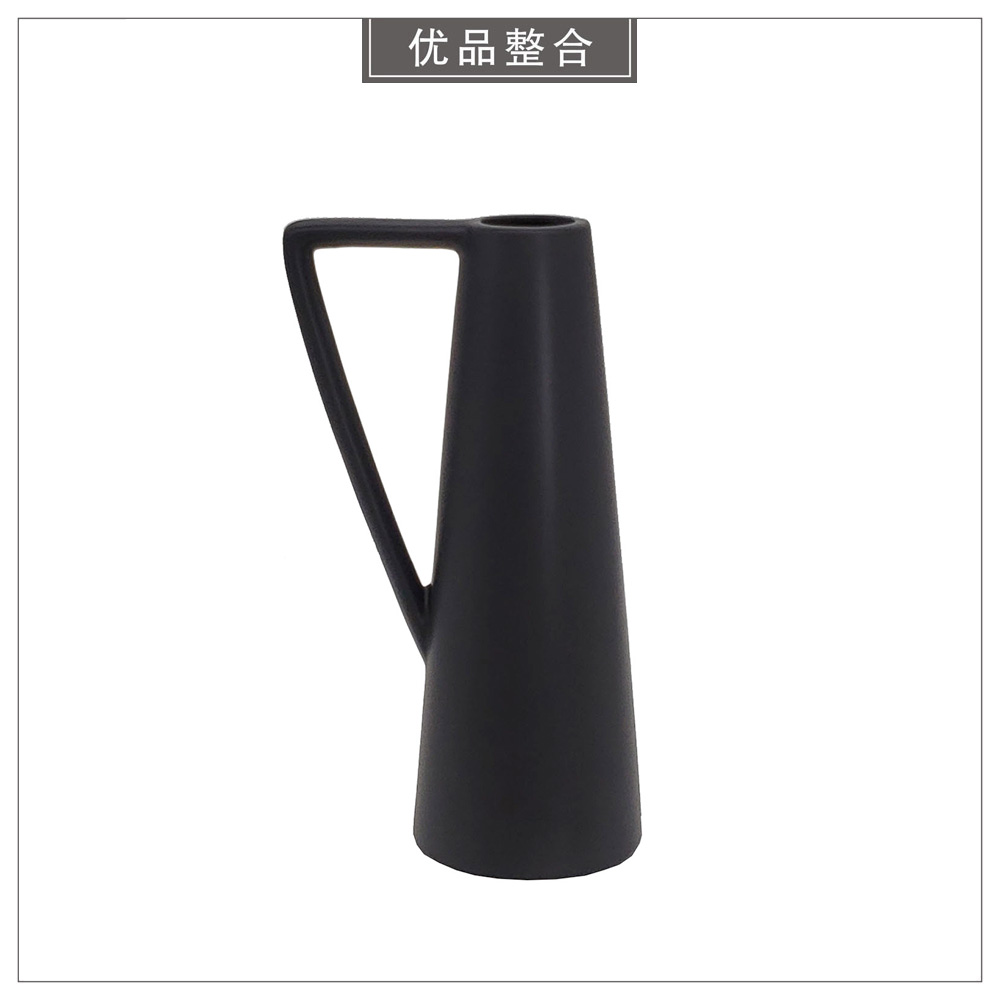 Black Pitcher-Shaped Ceramic Ornament with Handle