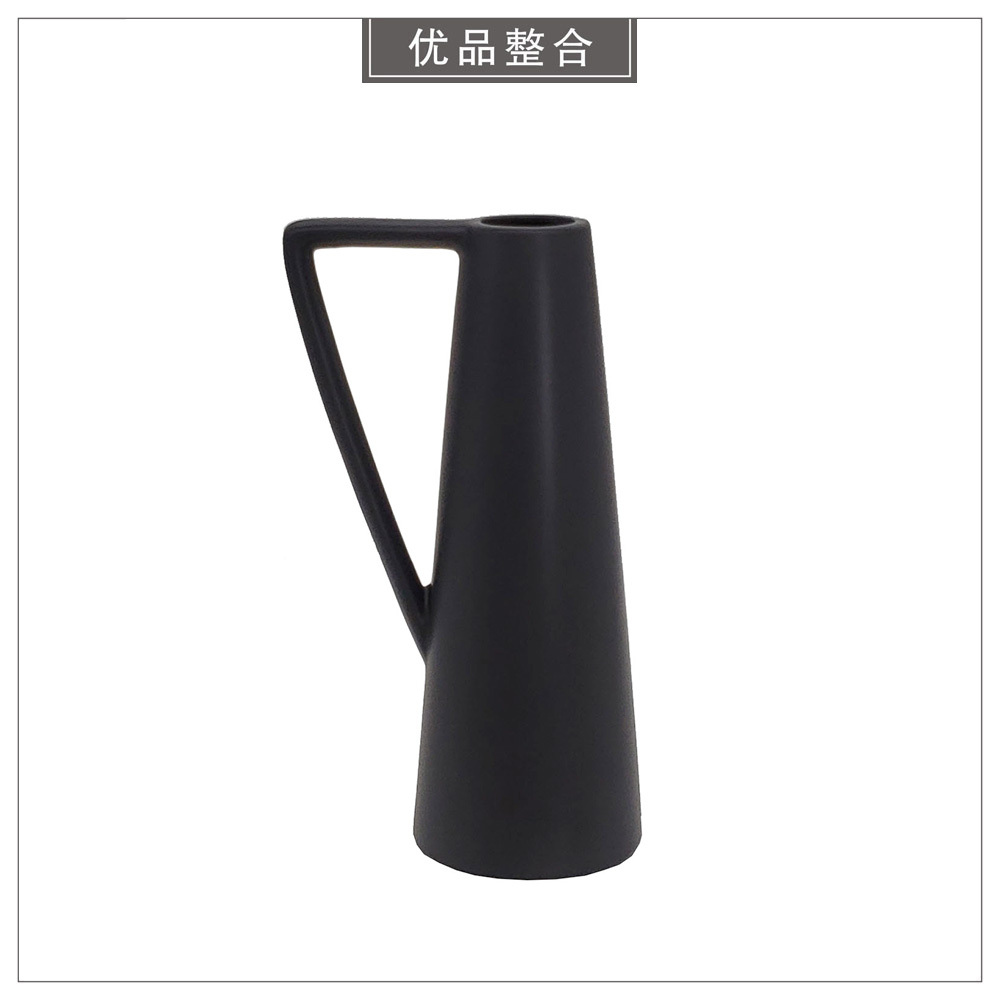 Black Pitcher-Shaped Ceramic Ornament with Handle