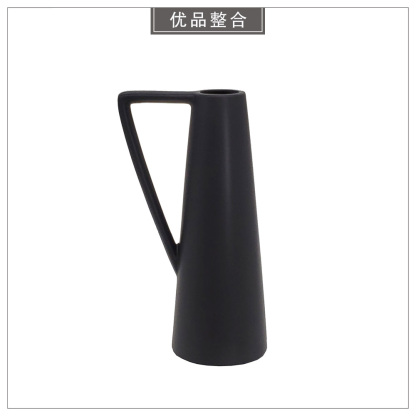 Black Pitcher-Shaped Ceramic Ornament with Handle