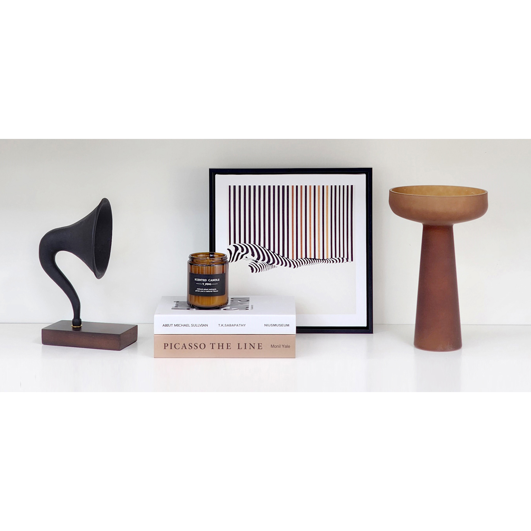 Modern Showroom TV Cabinet Simple Soft Furnishing Ornaments, Bookcase Ceramic Glass Desktop Home Accessories