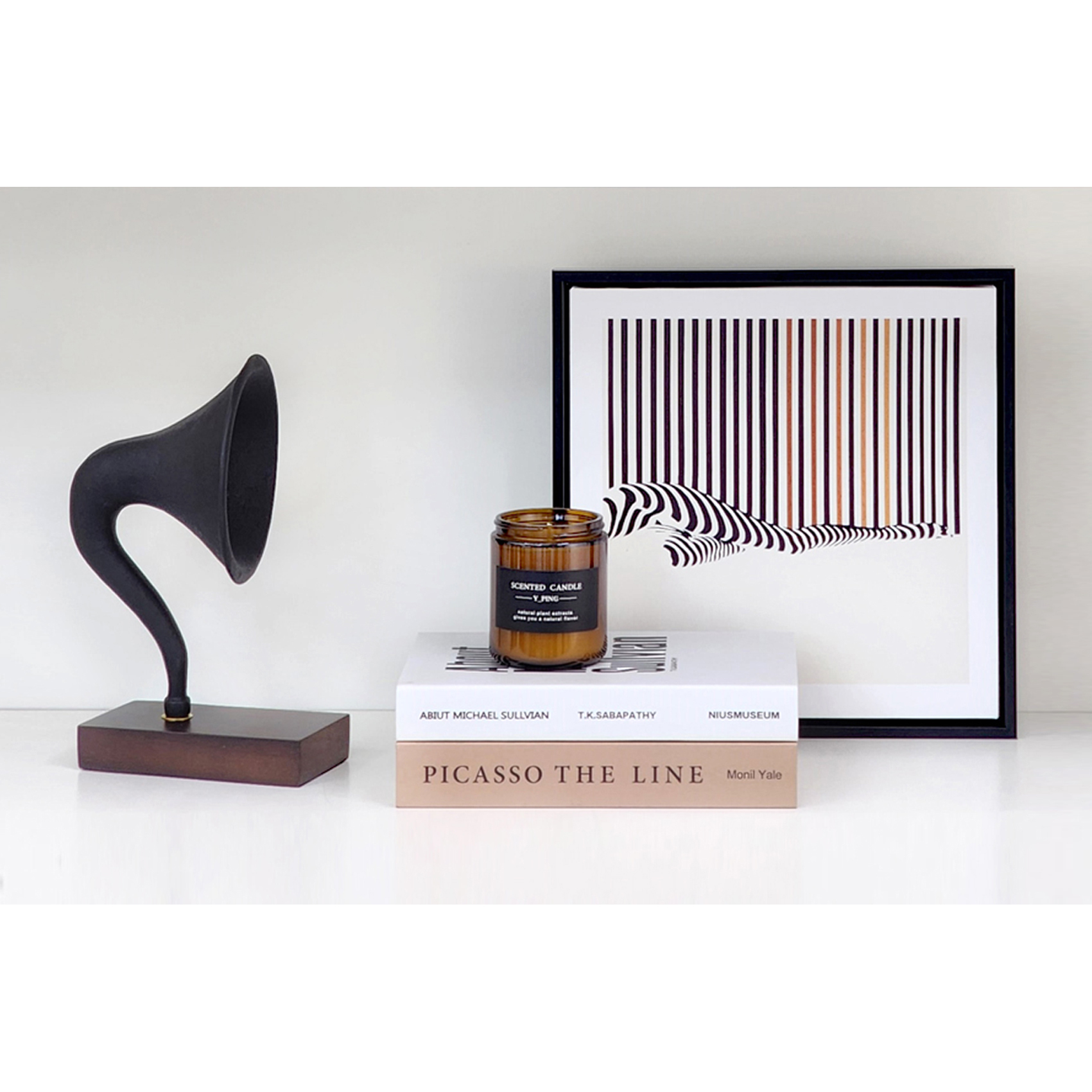 Modern Showroom TV Cabinet Simple Soft Furnishing Ornaments, Bookcase Ceramic Glass Desktop Home Accessories