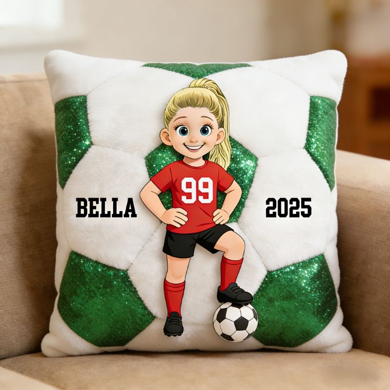 Personalized Graphic 3D Print Soccer Pillow with Custom Name&Number for Soccer Lovers