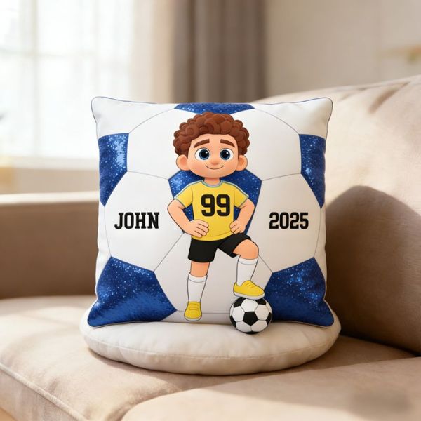 Personalized Graphic 3D Print Soccer Pillow with Custom Name&Number for Soccer Lovers