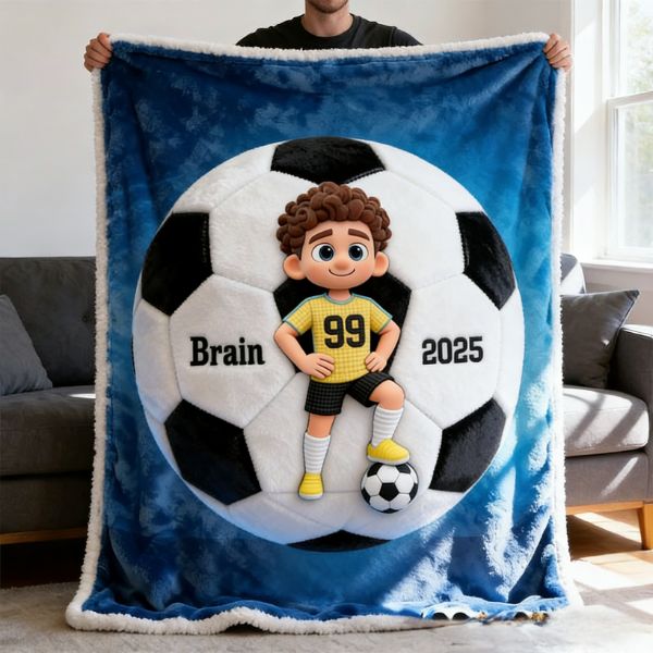 Personalized 3D Photo Soccer Blanket With Names and Numbers For Soccer Enthusiasts