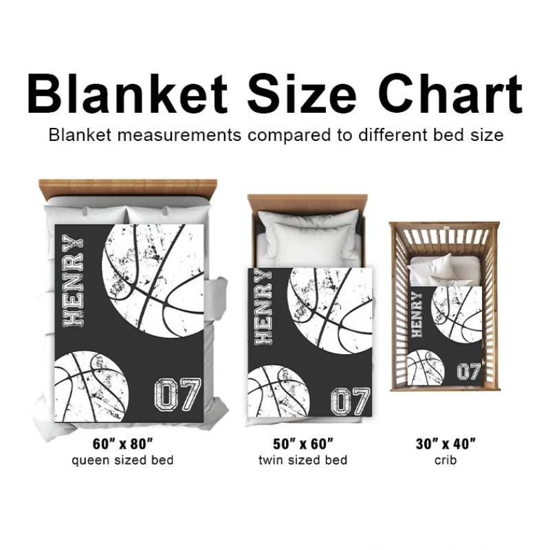 Personalized Basketball Blanket with Custom Name and Dynamic Artwork for Basketball Fans