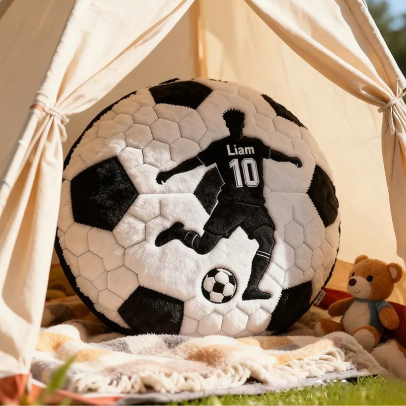 Personalized Soccer Pillow with Custom Name for Kids and Fans