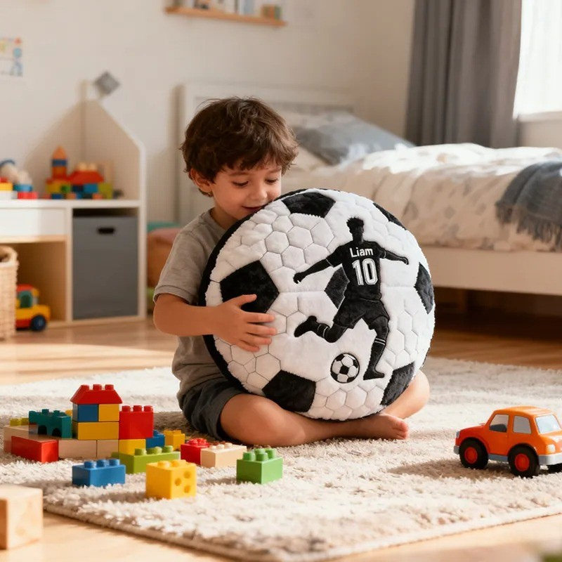 Personalized Soccer Pillow with Custom Name for Kids and Fans