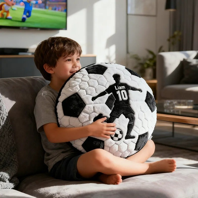 Personalized Soccer Pillow with Custom Name for Kids and Fans