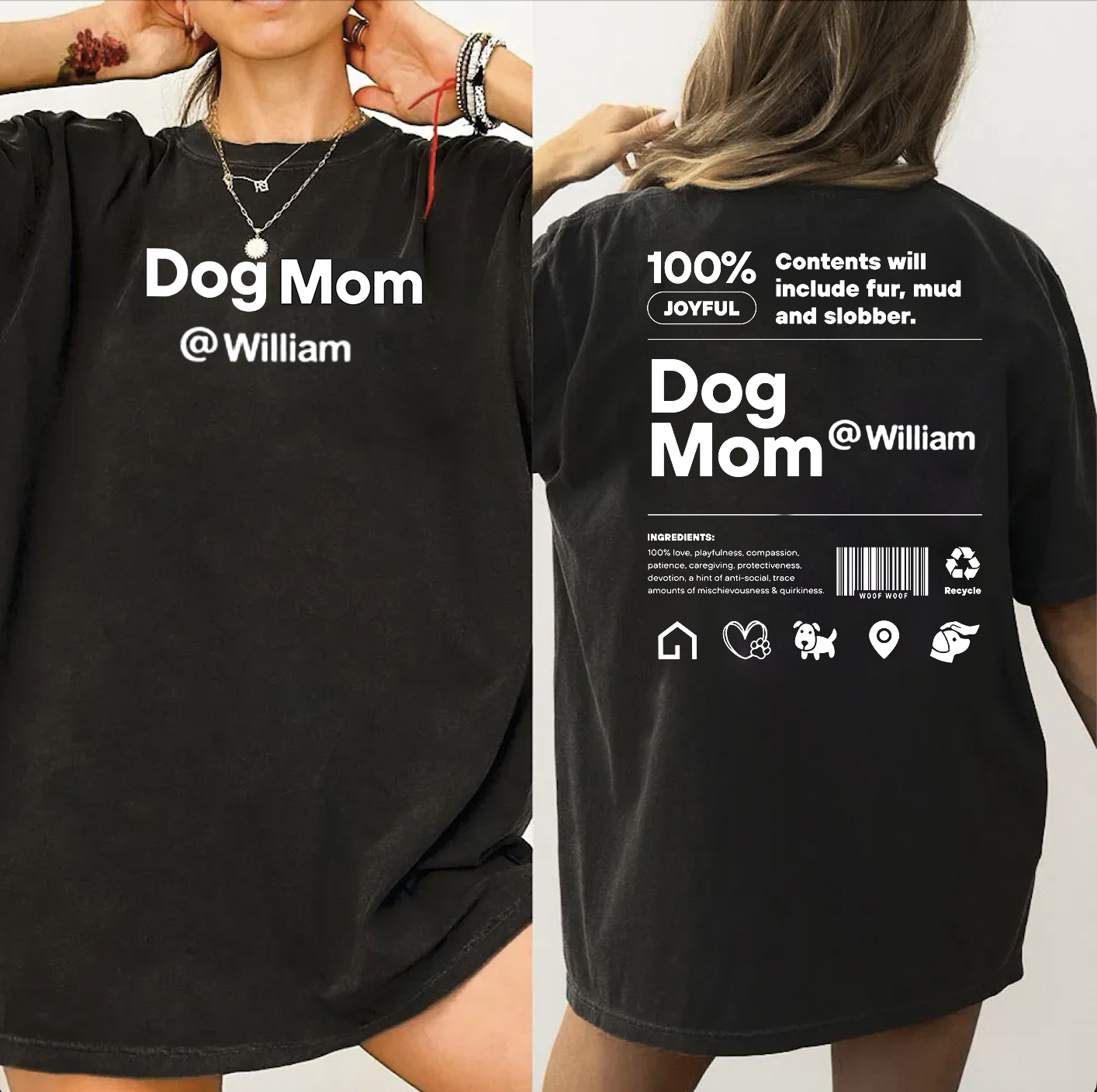 Personalized Mom Dad Unisex Fit Washed T-Shirt with Name