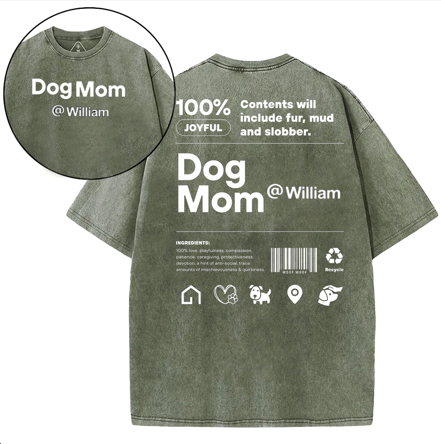 Personalized Mom Dad Unisex Fit Washed T-Shirt with Name