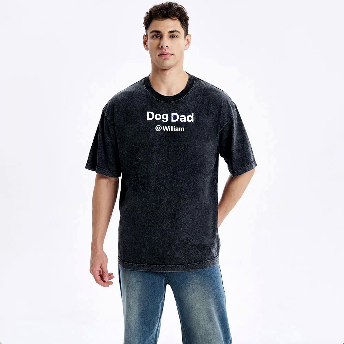 Personalized Dog Dad Unisex Fit Washed T-Shirt with Name