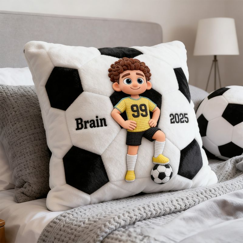 Personalized Graphic 3D Print Soccer Pillow with Custom Name&Number for Soccer Lovers