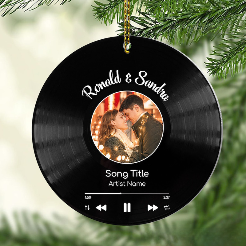 Personalized Couple Photo Ornament and Song Photo Ornament Personalized Album Cover Music Plaque Acrylic Record Plaque Music Gift