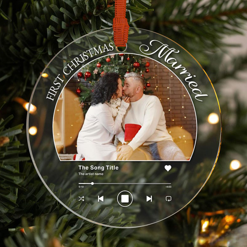 Personalized Couple Photo and Song Ornament Personalized Album Cover Music Plaque Acrylic Record Plaque Music Gift