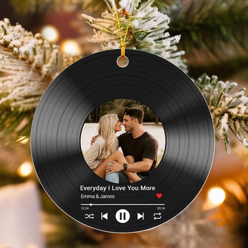 Personalized Song Photo Ornament and Couple Vinyl Record Christmas Ornament and Personalized Couple Song Photo Ornament and Couple Xmas Keepsake