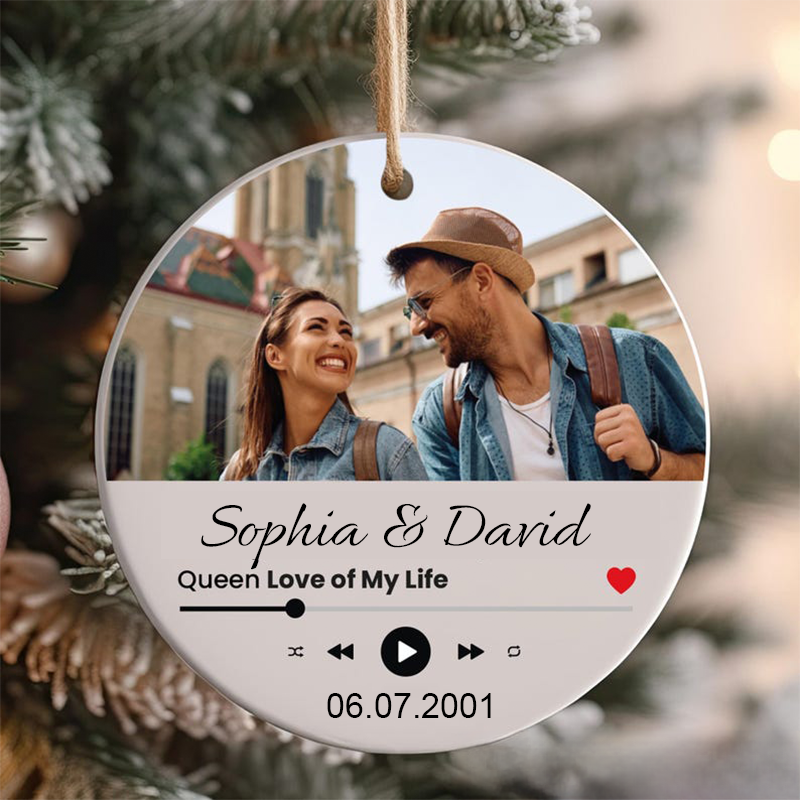 Personalized Couple Photo and Song Ornament Custom Photo Ornament Keepsake Custom Couple Name Christmas