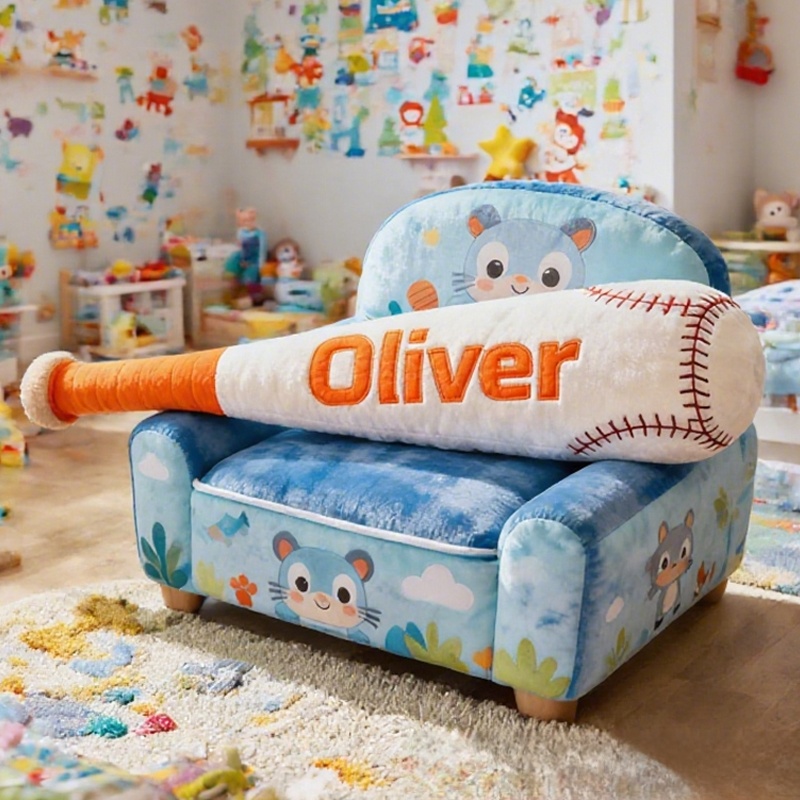 Personalized Baseball Bat Shaped Pillow with Custom Name for Kids