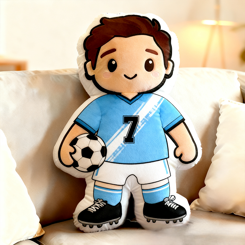 Personalized Soccer Player Pillow with Custom Jersey Number