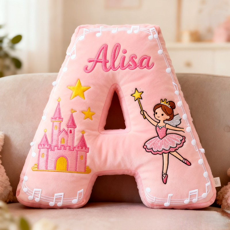 Personalized Colorful 26 Letter Castle Pattern Cute Graphic 3D Print Pillow Cute Magic Beautiful Letter Custom Pillow Gift for Kids