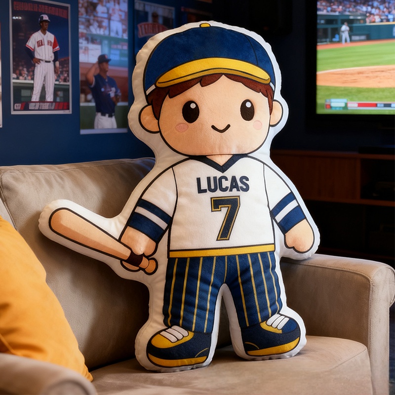 Personalized Baseball Player Pillow with Custom Name and Jersey Number  for Kids and Fans