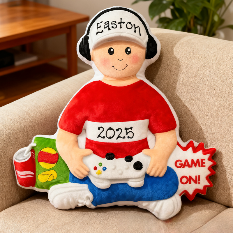 Personalized Graphic 3D Print Gamer Boy with Video Game Controller & Headset Game Lover Pillow Custom Christmas Gift for Game Geek Lover
