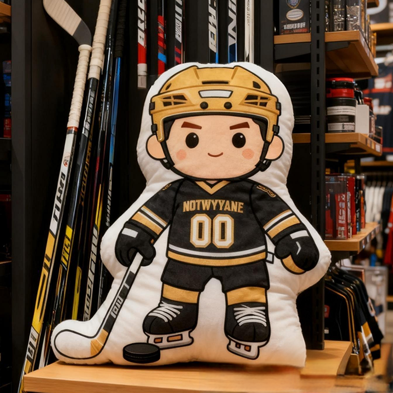 Personalized Ice Hockey Player Pillow with Custom Name and Number Perfect for Fans of All Ages