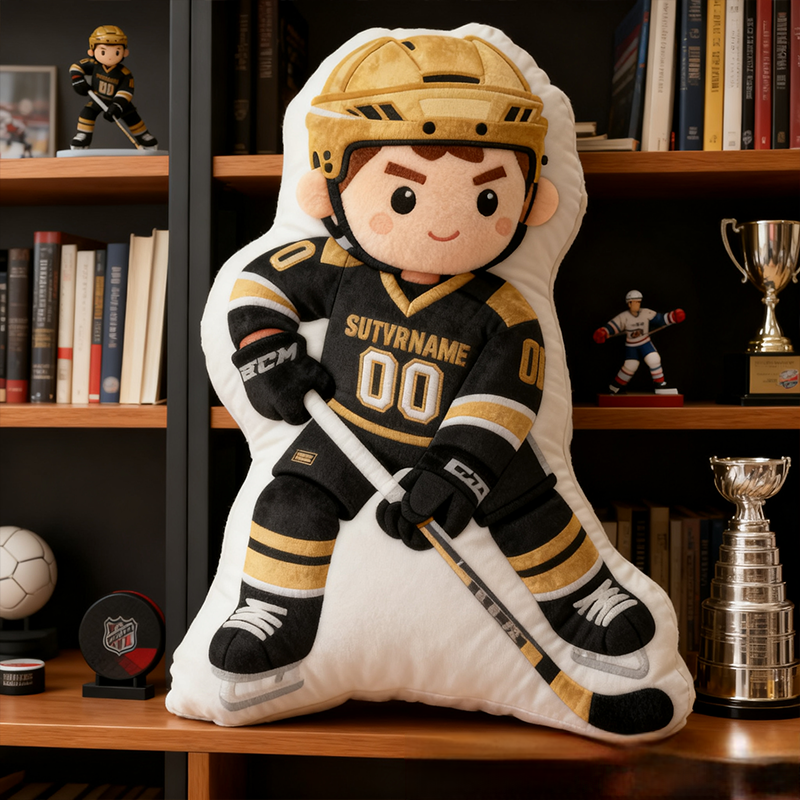 Personalized Ice Hockey Player Pillow with Custom Name and Number Perfect Gift for Hockey Enthusiasts