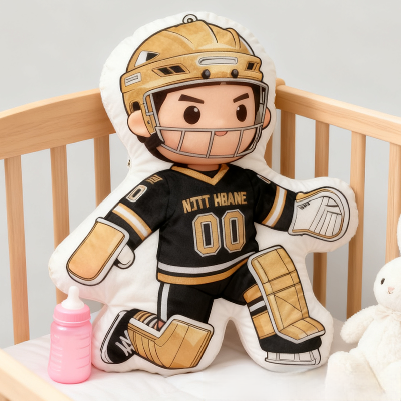 Personalized Ice Hockey Goalie Pillow with Custom Name and Number Perfect for Hockey Fans