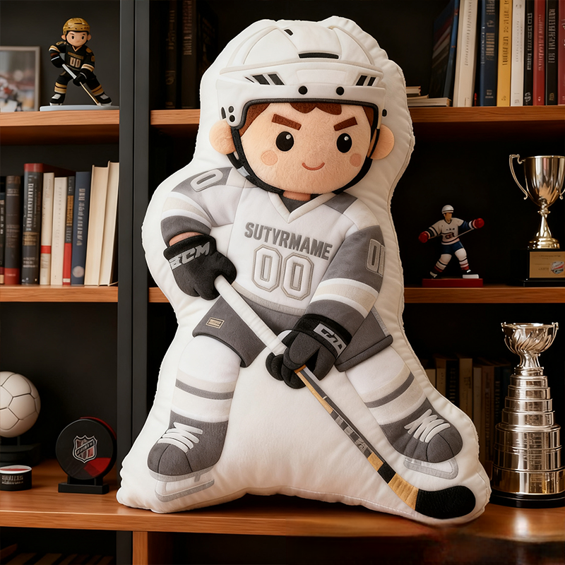 Personalized Ice Hockey Player Pillow with Custom Name and Number Perfect Gift for Hockey Enthusiasts