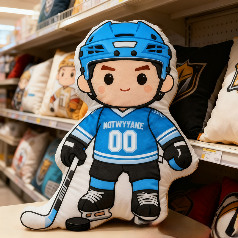 Personalized Ice Hockey Player Pillow with Custom Name and Number Perfect for Fans of All Ages
