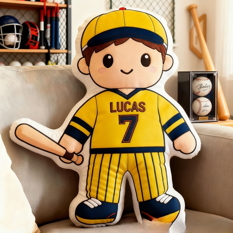 Personalized Baseball Player Pillow with Custom Name and Jersey Number  for Kids and Fans