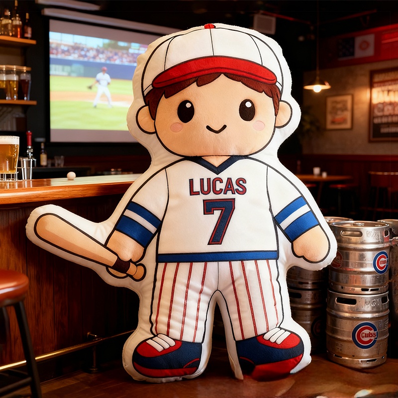 Personalized Baseball Player Pillow with Custom Name and Jersey Number  for Kids and Fans