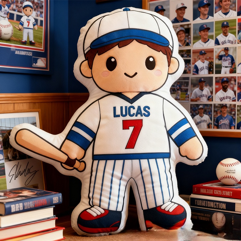 Personalized Baseball Player Pillow with Custom Name and Jersey Number  for Kids and Fans