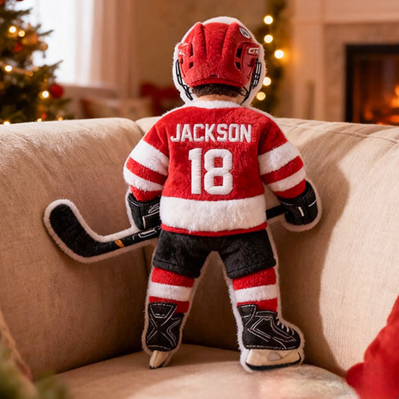 Personalized Graphic 3D Print Ice Hockey Player Pillow with Custom Name and Number Graphic 3D Print