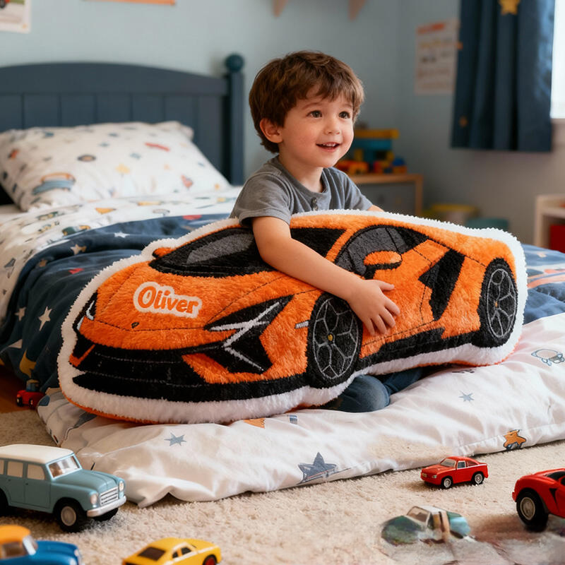 Personalized Sports Car-Shaped Pillow Customizable with Your Name Cool Gift for Boys Custom Name Graphic 3D Print Pillow