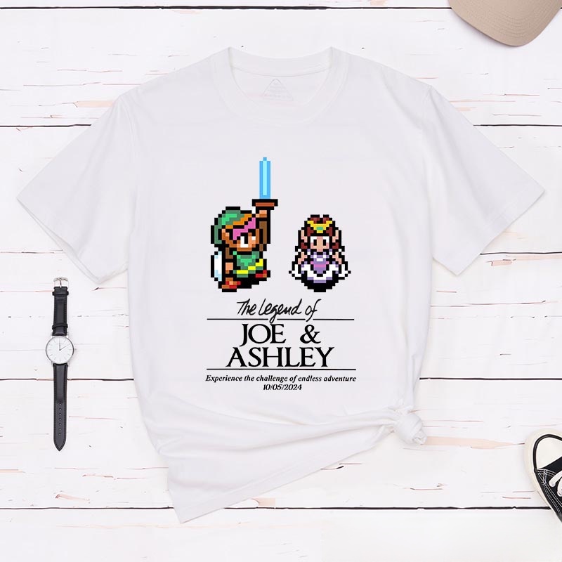 Personalized the Legend of You Couple Anniversary Classic T-Shirts Video Game Tshirt Geek Gaming Nerd Shirt Valentine's Day