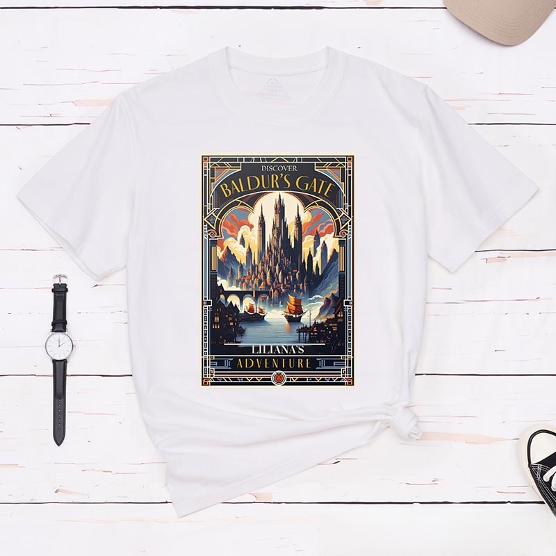 Personalized Journey to the Gate Game Classic T-Shirts CRPG Video Game Tshirt Fantasy Game Shirt
