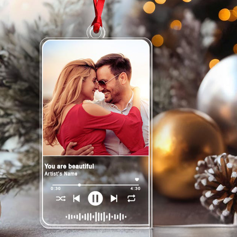 Personalized Song Photo Ornament Custom Song Name Christmas Couple Ornament and Custom Photo Couple Ornament and Love Song Ornament