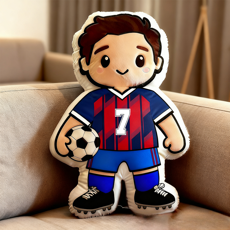 Personalized Soccer Player Pillow with Custom Jersey Number