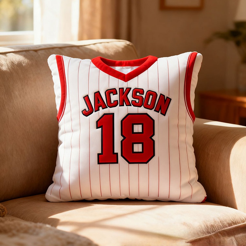 Personalized Graphic 3D Print Soccer Jersey Pillow with Custom Name and Number for Sports Enthusiasts