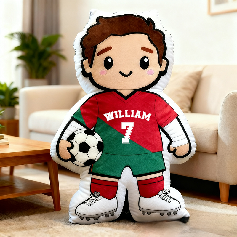Personalized Soccer Player Pillow with Custom Jersey Number