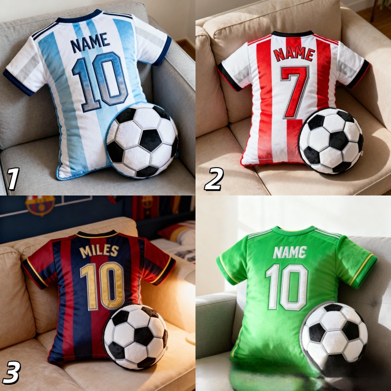 Personalized Graphic3DPrint Soccer Jersey Pillow with Custom Name and Number for Fans