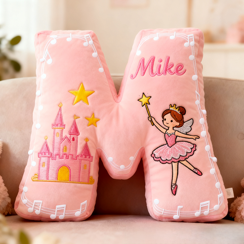 Personalized Colorful 26 Letter Castle Pattern Cute Graphic 3D Print Pillow Cute Magic Beautiful Letter Custom Pillow Gift for Kids