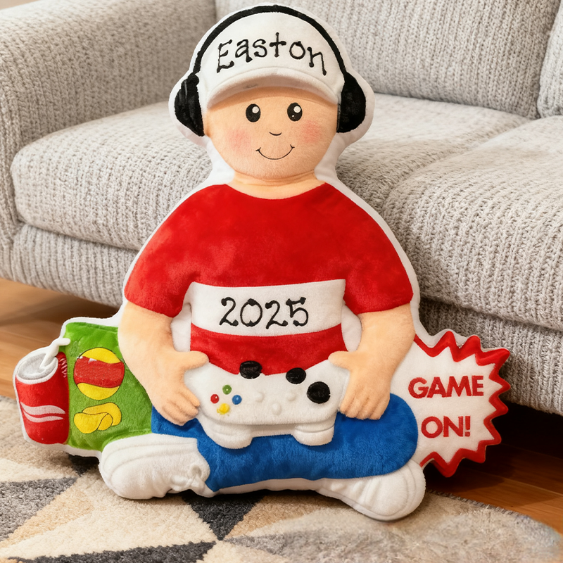 Personalized Graphic 3D Print Gamer Boy with Video Game Controller & Headset Game Lover Pillow Custom Christmas Gift for Game Geek Lover