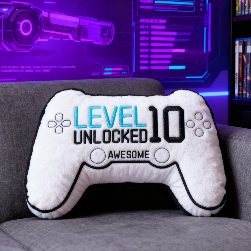 Personalized Level 10 Unlocked Awesome Gaming Controller Pillow Custom Gamer Lover Pillow Gift for Game Geek